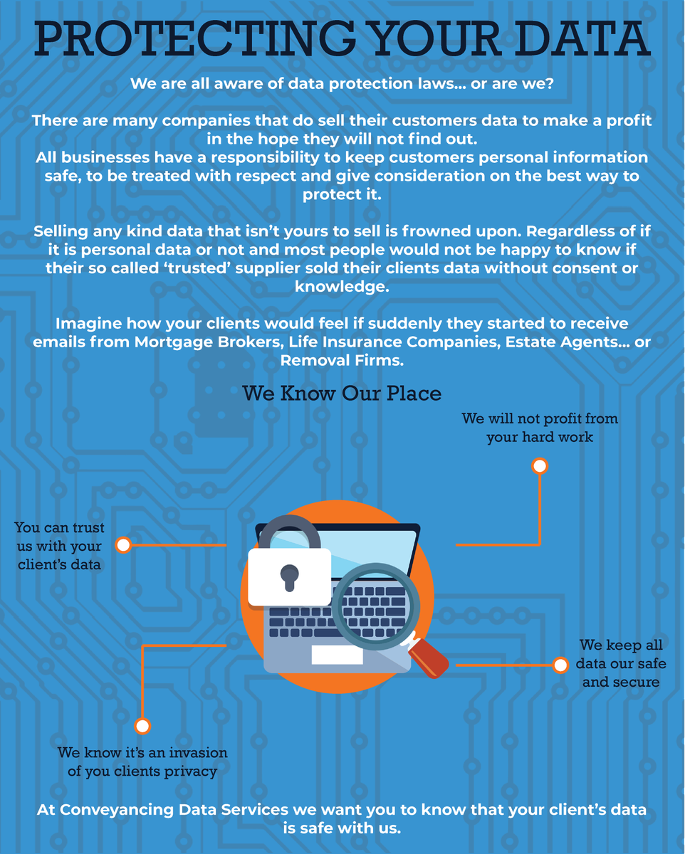 CDS_ConveyData's tweet photo. Is your client's data safe?
At CDS we know our place and your data is safe with us.
#ProtectingYourData #DataProtection https://t.co/N6l9nNNZsy