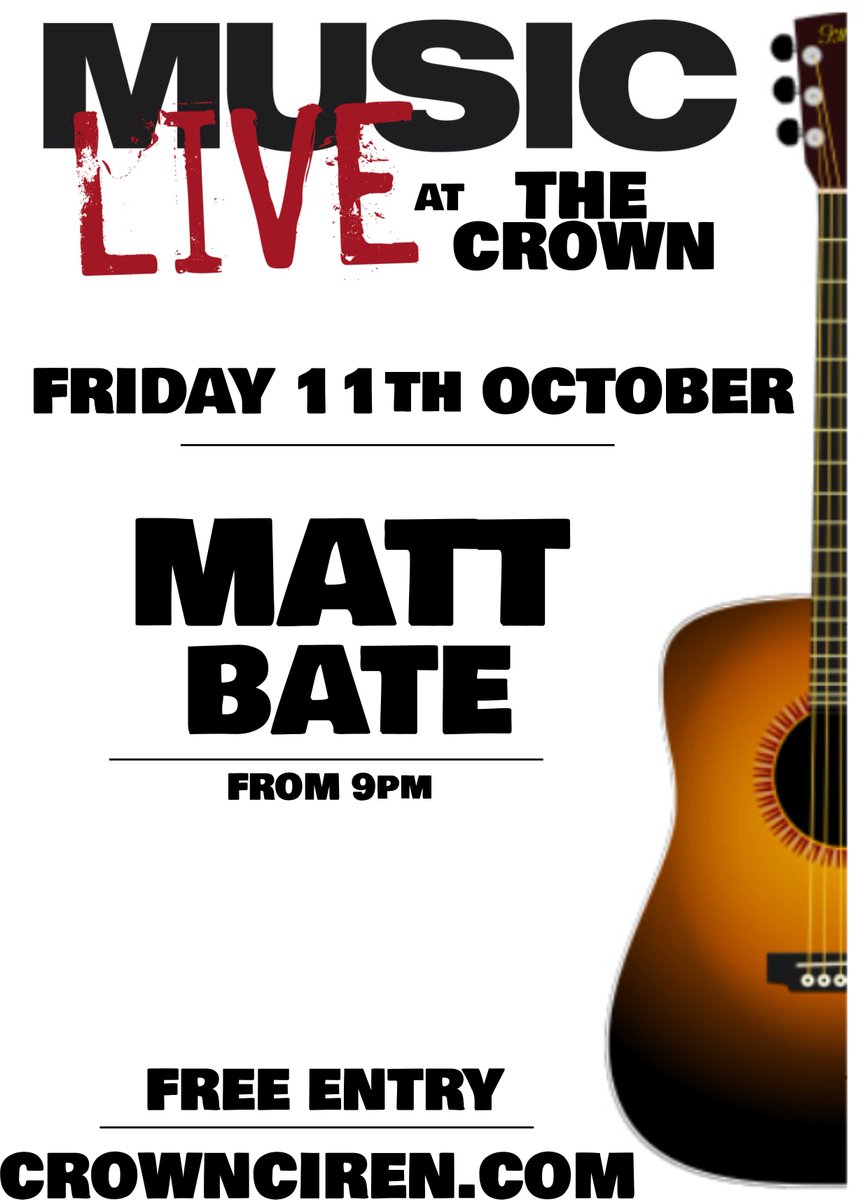 Live music this Friday 
MATT BATE
From 9pm
crownciren.com