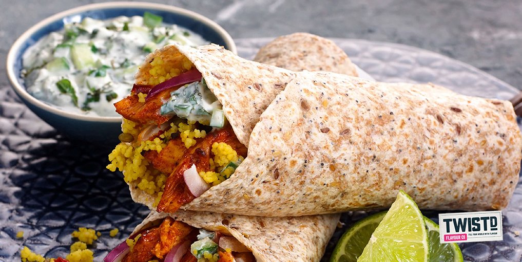 TwistdFlavour's tweet photo. As it's #NationalCurryWeek, why not try this Tandoori Chicken Wrap #recipe with our spiced supergrains. #TwistdFlavour https://t.co/qtJNfCu5qT https://t.co/jyIgaVIgtR