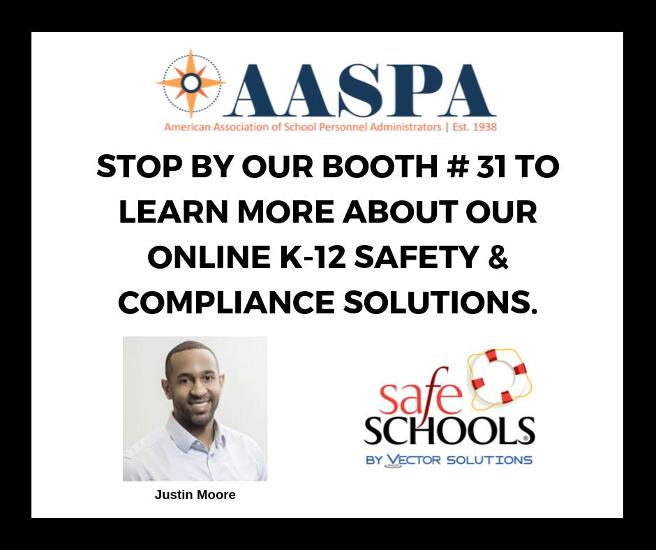 VS_K12's tweet photo. Headed to the @_AASPA_ Annual Conference this week? Visit Justin in booth # 31 to learn more about our K-12 safety and compliance solutions! Plus, spin our prize wheel and win! https://t.co/srS4UCnvRf