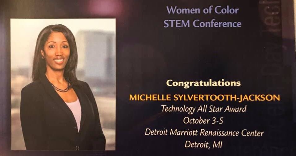JackandJillAMV's tweet photo. Special congratulations to AMV Mother and Teen Advisor, Michelle Sylvertooth-Jackson, who received the distinguished "Technology All Star Award“ at the Women of Color STEM conference. The award ceremony was held this past weekend in Detroit, MI.
#jackandjill #jjamv https://t.co/AAqaGZLNdl