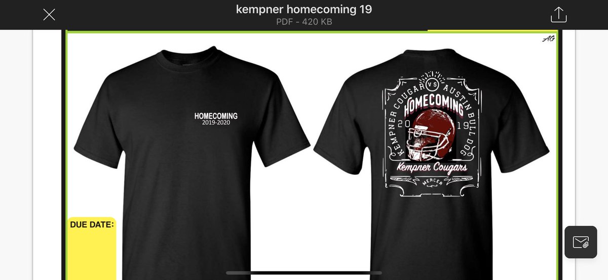 Order your HOCO shirt this week from a cheerleader! $15  <a href="/KHS_Cougars/">Kempner High School</a>