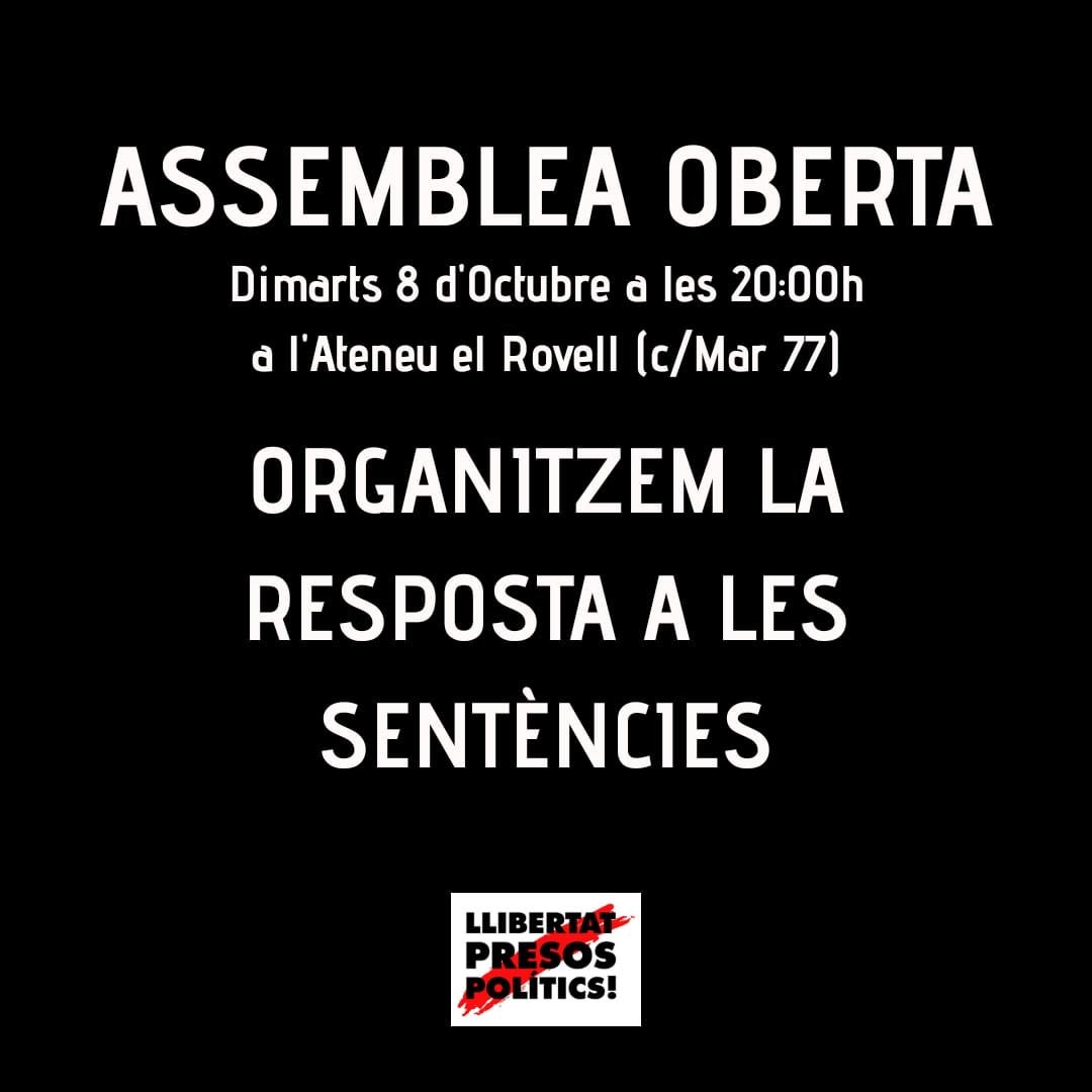 CDR_Malgrat's tweet photo. 🌊 Organitzem-nos pels dies que vindran! 👉🏼 Demà dia 8 a les 20.00h del vespre vine al Rovell i participa! #LlibertatPresosPolítics #LlibertatPresesPolítiques https://t.co/l0DK5O7FMw