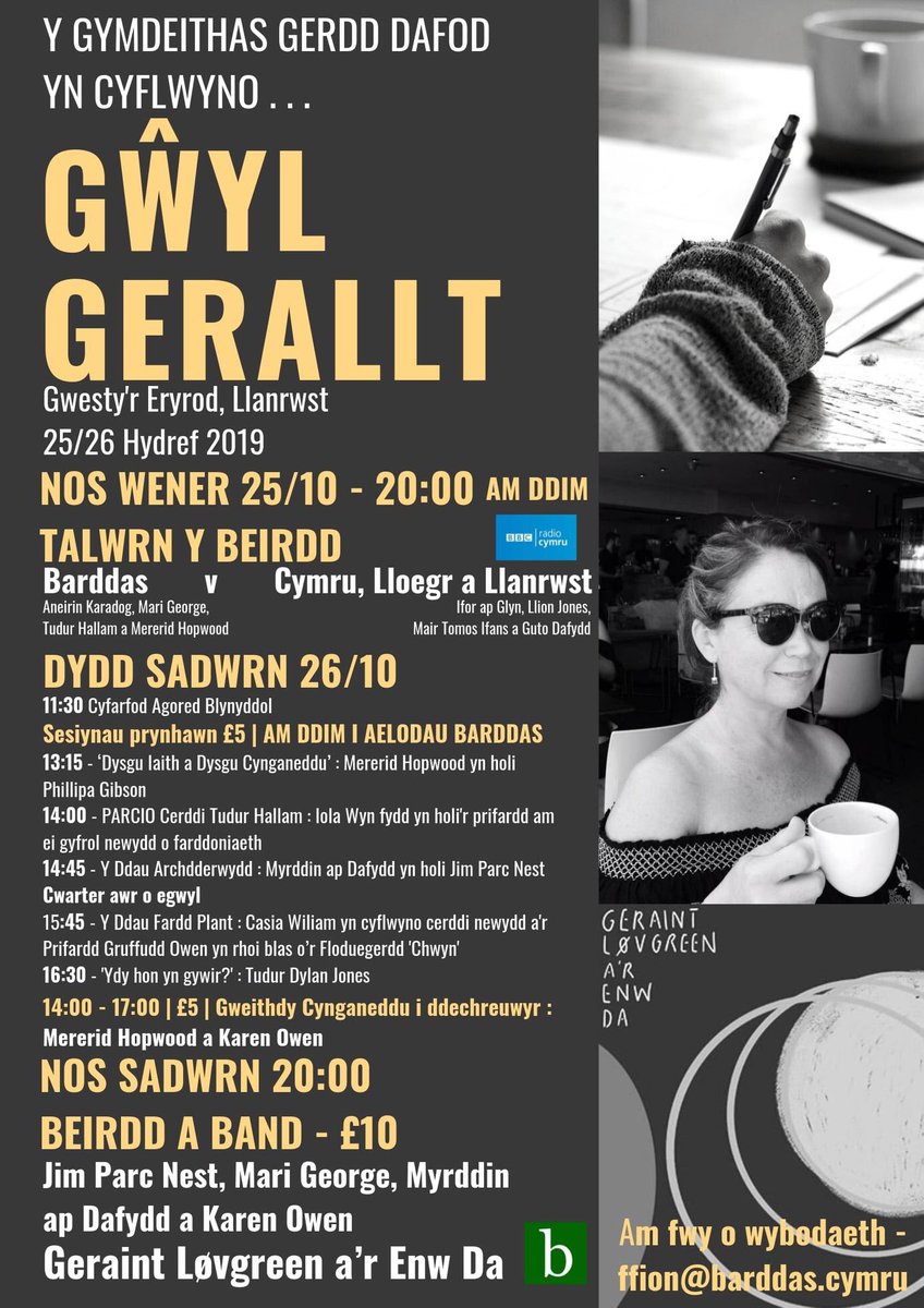 trydarbarddas's tweet photo. DYDDIAD I’R DYDDIADUR #GŵylGerallt2019 #Llanrwst #yagym https://t.co/N69W4RyoBt