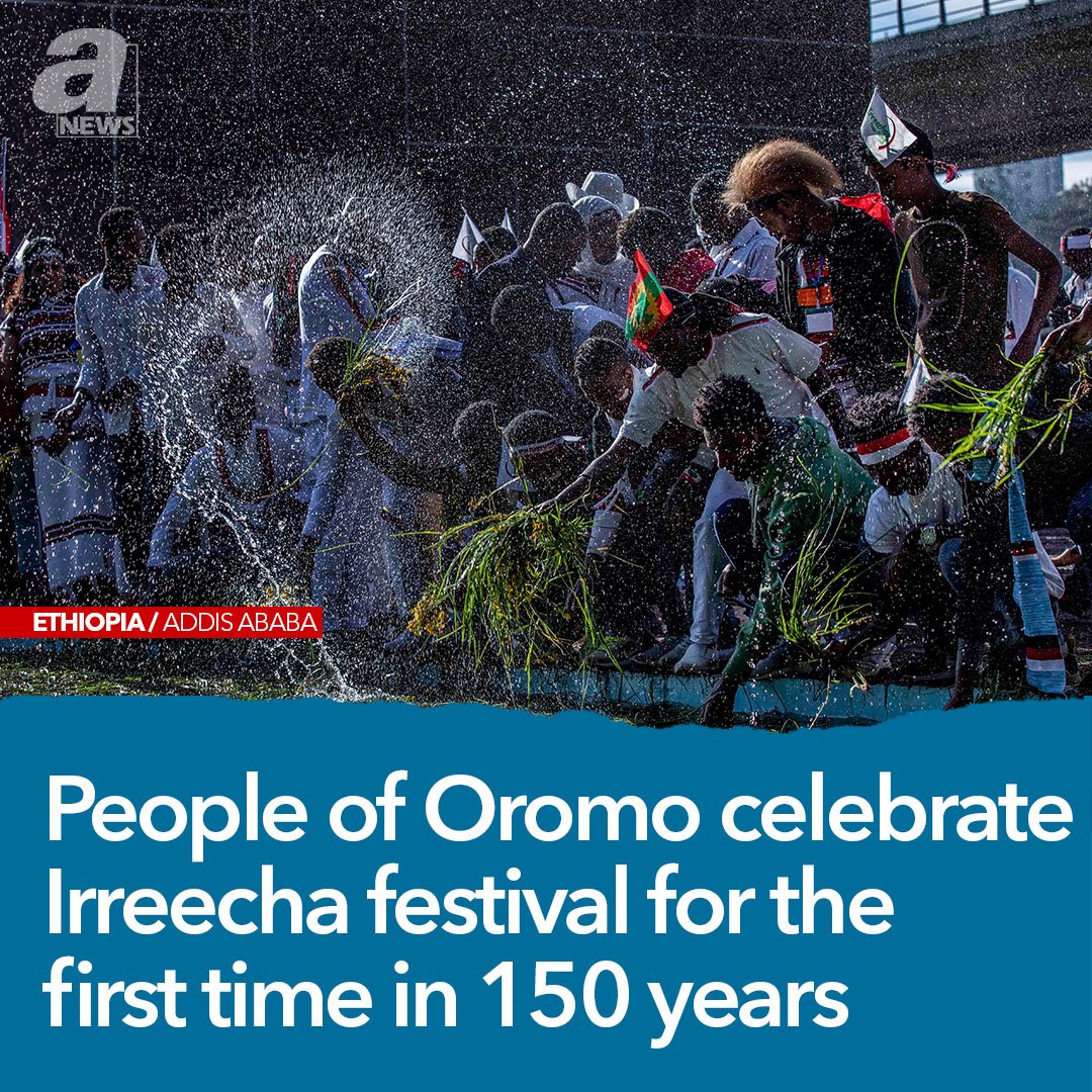 anews's tweet photo. Hundreds of thousands of #Ethiopia's largest ethnic group celebrated in Addis Ababa on Saturday (10/5) at the start of an annual thanksgiving festival 
#irreecha2019 #meskelfestival https://t.co/eg7Bkx0w9m