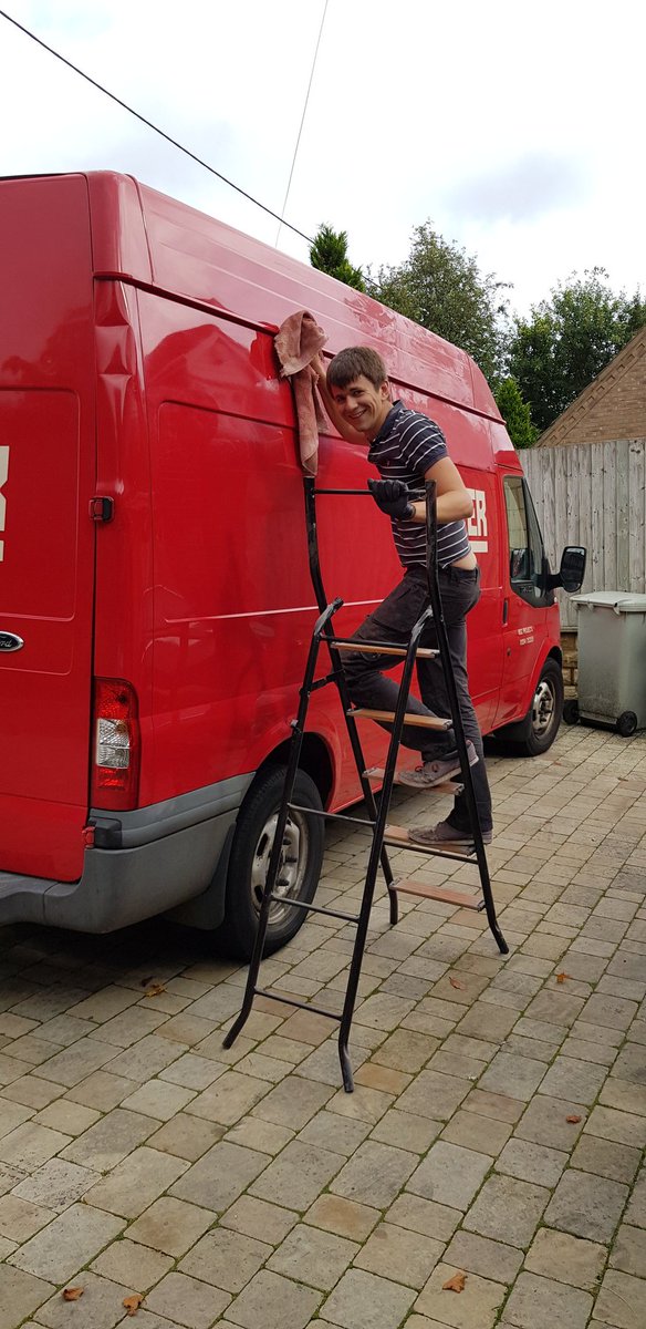 martinpocock67's tweet photo. What's the difference between white van man and red van man? White van man doesn't care about his van red van man T cuts and polishes his at the weekend ( also maintains three points of contact on his ladder at all times) ๐๐๐ #redvanman #polish #Tcut #companycar https://t.co/6F6hq8u75V