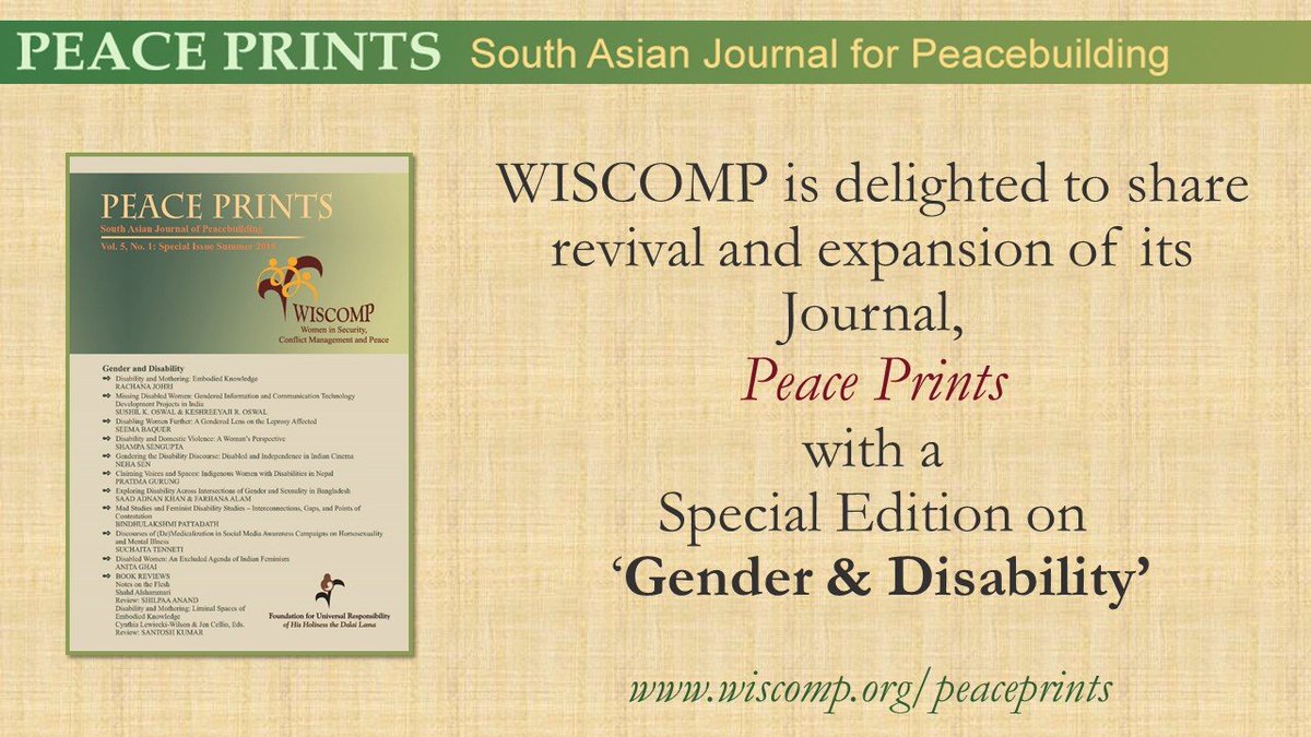 WISCOMP_India's tweet photo. To access the new edition of Peace Prints, click: https://t.co/FsDdziwxI0

#GenderAndDisability #PeacePrints #WISCOMP https://t.co/3STrCbfwi4