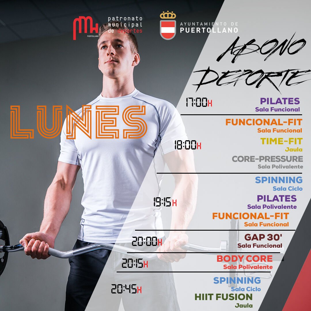 pmdpuertollano's tweet photo. Buenas tardes,
los comienzos de semana siempre son duros, por eso hay que cargar bien las pilas, y hoy tenemos #PILATES, #FUNCIONALFIT, #TIMEFIT, #COREPRESSURE, #SPINNING, #PILATES, #GAP30, #BODYCORE y #HIITFUSION
ℹhttps://t.co/0aYY3o8Chd https://t.co/iDgcBAkGW1