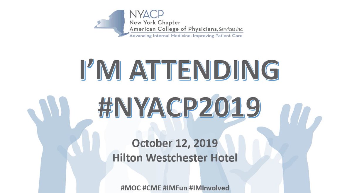 NewYorkACP's tweet photo. #NYACP roll call!  Let’s get ready for this weekend in #westchester  Retweet the #NYACP2019 badge to let your friends, colleagues and fellow members know they can meet up with you there!
You can still register!  https://t.co/tvvaGOKguX
#CME #MOC #IMProud #IMFun #IMInvolved https://t.co/abNZMJ3sww