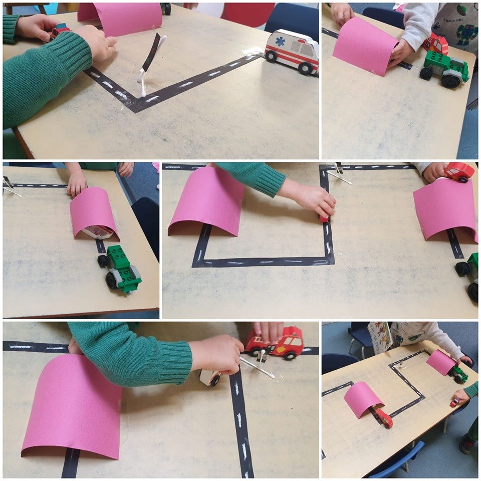 DBNurseries's tweet photo. The children at Rickmansworth Shepherds Lane (RSL) enjoyed helping build a table top road using paper. The children engaged in the activity by moving the vehicles around the track &amp; imitating car sounds. This was a spontaneous activity based on the children's interests. #EYFS https://t.co/frjasJ0Tt8