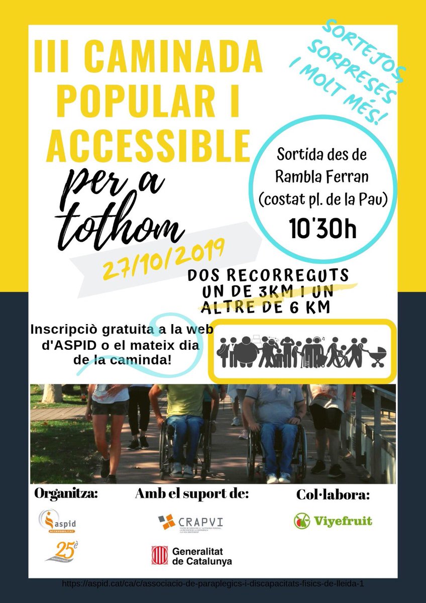 perebai4's tweet photo. III edició caminada popular i accessible organitzada dels del grup d'accessibilitat d'ASPID. 
Activitat oberta a tothom, inscripcions gratuïtes a través de la web d'ASPID https://t.co/dWkzM3VzXG o el mateix dia de la caminada. https://t.co/jkwkd7Lzsv