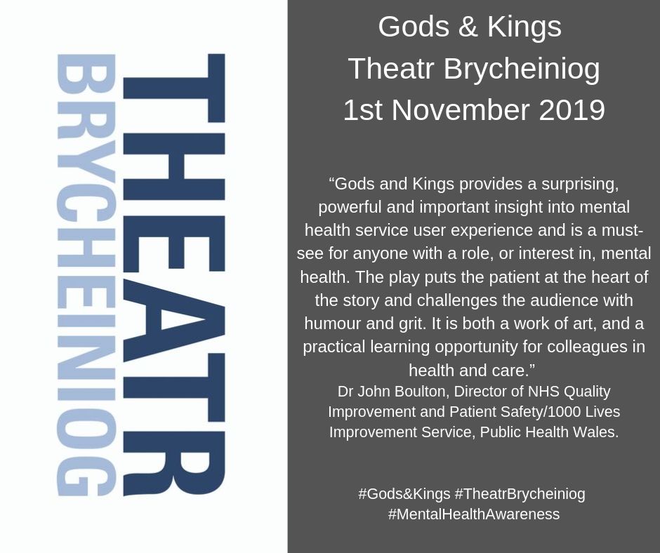Gods &amp; Kings comes to <a href="/Brycheiniog/">Theatr Brycheiniog</a> 1st November.  

theatrbrycheiniog.ticketsolve.com/shows/87360798…

“Gods &amp; Kings is an opportunity to hear and experience an authentic perspective on experiencing both mental health issues and accessing services"

 #MentalHealthAwarenessWeek

#TheatrBrycheiniog