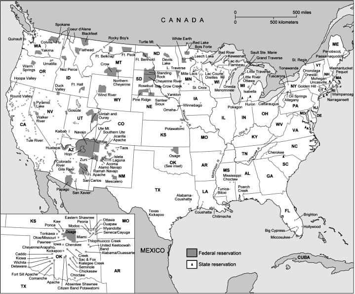 decolonialatlas's tweet photo. One of the more comprehensive maps of US reservations, of both federally &amp; state recognized tribes. The fact that reservations aren’t included in most US maps has always seemed like a deliberate attempt to keep the general population in the dark about Indian Country. https://t.co/VenF7Pf4NI
