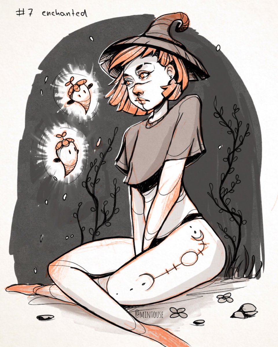 mintouse's tweet photo. Day 7 - Enchanted #inktober2019 
.
I feel like there is to much going on in this drawing but well 🤷‍♀️
.
#inktober #inktoberprompts #enchanted #witch #magic #witchcreaft #wikka #characterdesign #spell #ink #inking #sketch https://t.co/UGKrynyM06