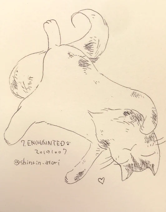 7 ENCHANTED その腹毛に顔を埋めたい
#Inktober2019 
#inktober2019day7 

お触り禁止です♡ 