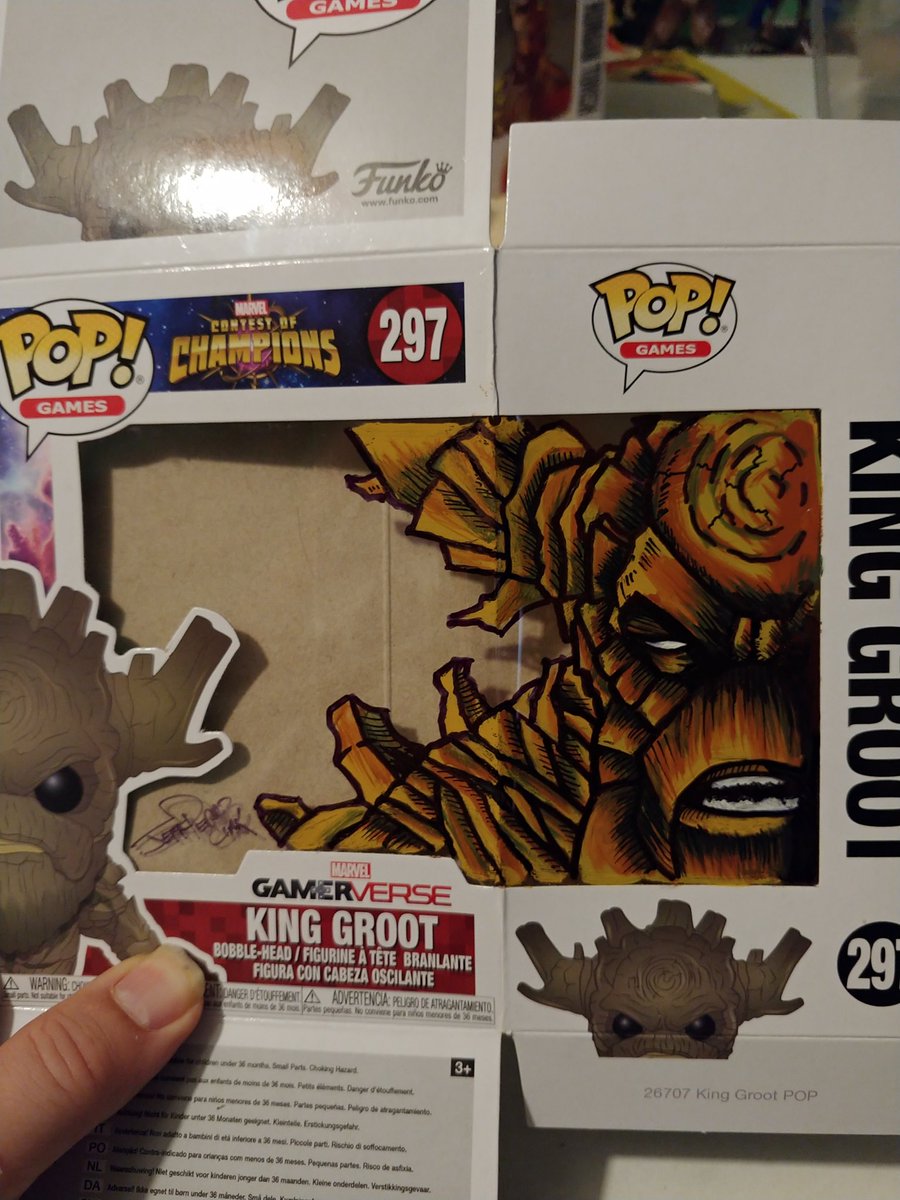 JeffPerdziak's tweet photo. Another #funkopop finished! Using gauche paint to get some better coverage and blends. #funkopopart #kinggroot @Demonpuppy @DannyMiki_ https://t.co/cfbGMbuQBj