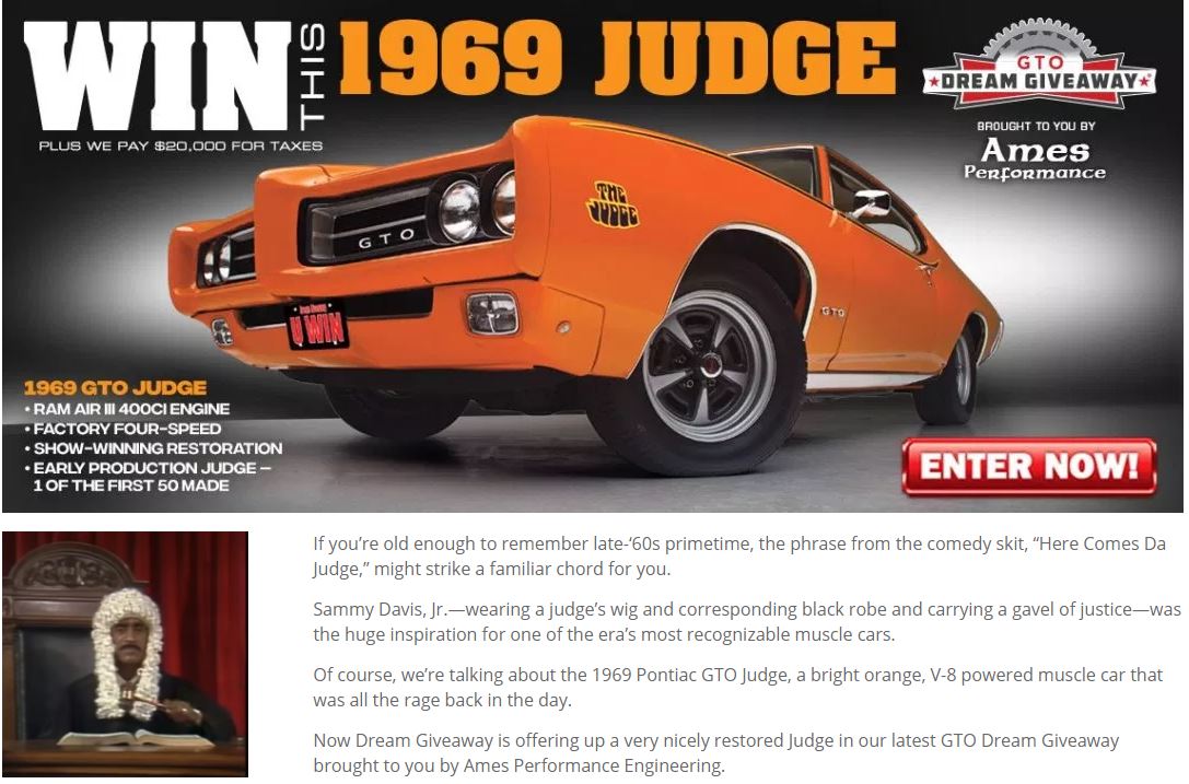 DreamGiveaway's tweet photo. Just days left to enter to win this 1969 GTO Judge in the GTO Dream Giveaway brought to you by #Amesperformance. See the @PRLog
https://t.co/OepC0BiHDI https://t.co/Eztpq5rY23