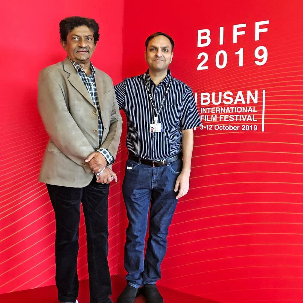 Director #GoutamGhose, Producer @itsamitagarwal actor @_AdilHussain and costume designer Neelanjana Ghose at Busan International Film Festival during the world premiere of their film @raahgirthefilm The film also stars @TillotamaShome and #NeerajKabi