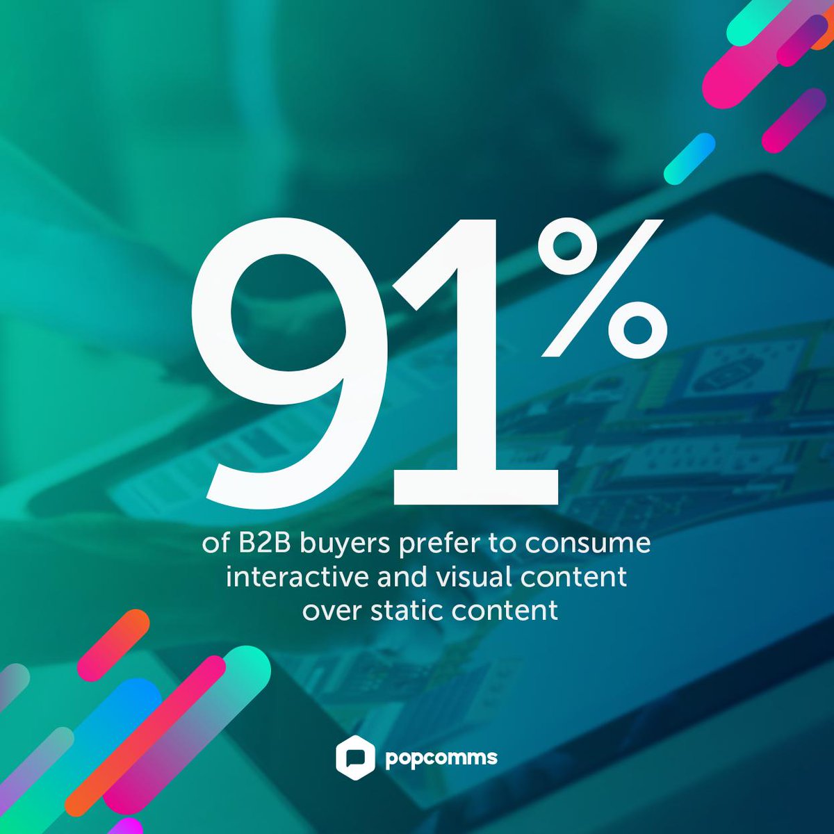 popcomms's tweet image. A staggering 91% of B2B buyers would take interactive and visual content over static content anytime - so what&apos;s your strategy going to be? #interactivetouchscreens