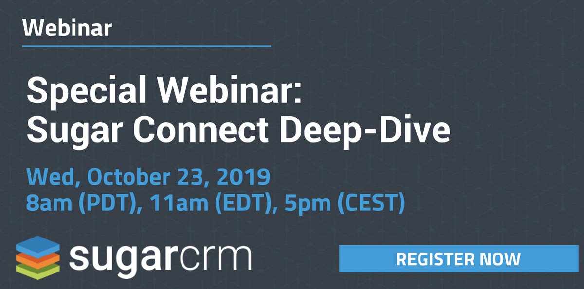 SugarCRM's tweet photo. #SugarConnect has arrived! Join us on October 23rd for an in-depth look at this powerful addition to the @SugarCRM product suite: https://t.co/6uyESXYOhD #CX #BI https://t.co/uVsH3SfmmJ