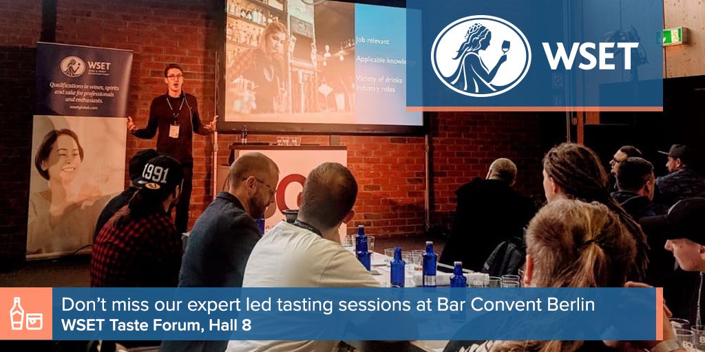 WSETglobal's tweet photo. Highlights from today’s WSET sessions at Bar Convent Berlin included our how to “Taste like a pro”! Will we see you tomorrow for more? #BarConventBerlin #spiritsknowledge #WSET (Find us at WSET Taste Forum, Hall B) https://t.co/kuJuP7AnkB https://t.co/nqj4hbiQks