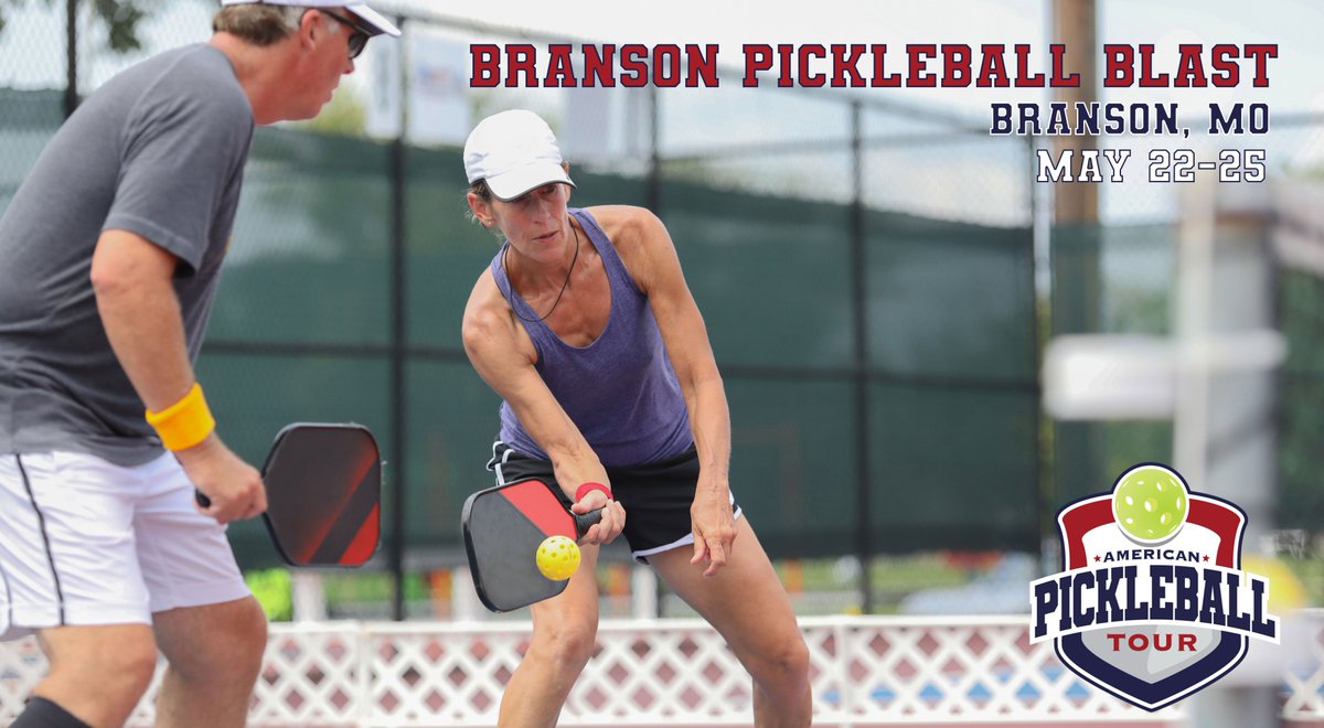 Hey, Missouri! Time to round up your friends and pick up those paddles, because APT is coming to Branson on May 22nd! Stay tuned, more event details to come! #AmericanPickleballTour 

Sign up for our newsletter at AmericanPickleballTour.com to stay in the know about upcoming events!