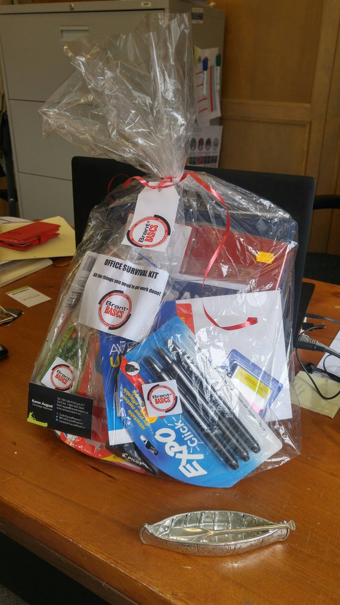 CndnCanoeMuseum's tweet photo. Thank you to @BrantBasics for this incredible Office Survival Kit! Karen won it at the @ptbochamber 's #LoveLocalExpo &amp; we are all grateful she is willing to share it ... Now to try and decide how to divvy it up 😉 https://t.co/ZtgUN1mXo5