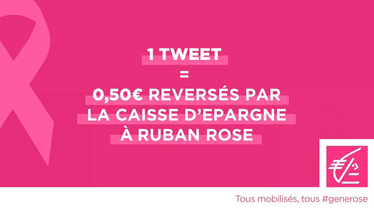 Caisse_Epargne's tweet photo. Mobilisez-vous pour #OctobreRose avec un tweet de sensibilisation :

1. Partager la carte des centres de dépistage de votre région : https://t.co/izfKvWET1o

2. Taguer 8 personnes

3. Ajouter #Generose

La Caisse d’Epargne reverse 0.50€ par tweet à @RubanRose https://t.co/dr30oopUoO