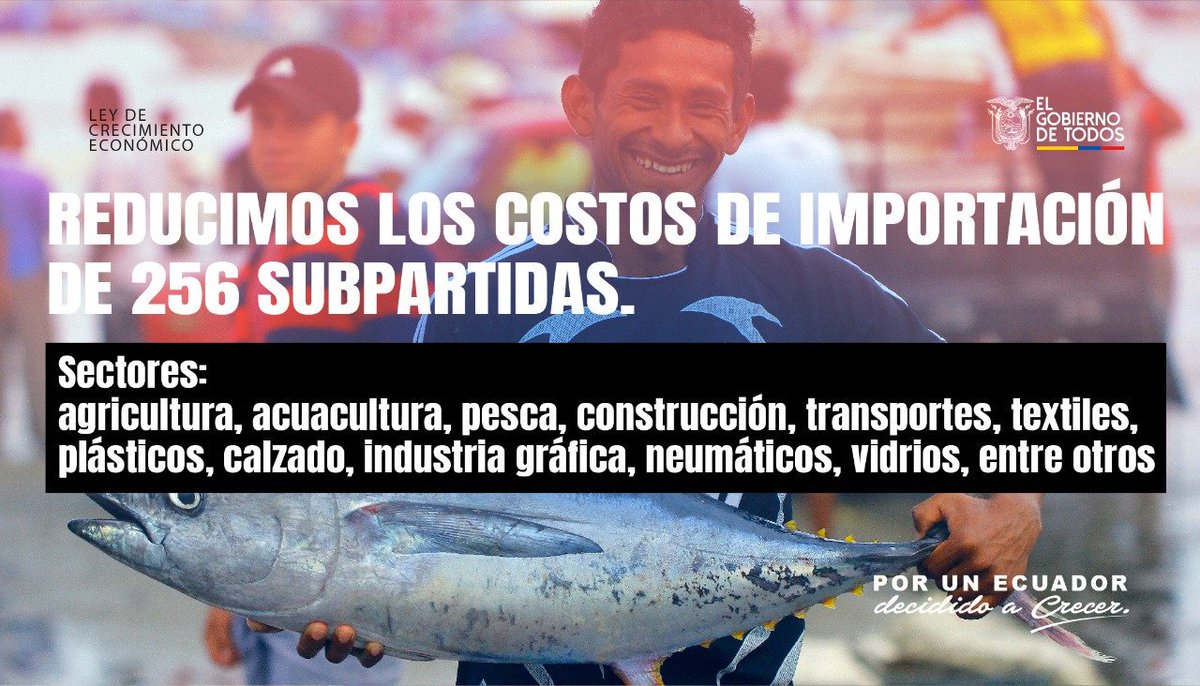 BiessEcuador's tweet photo. Los segmentos productivos que se beneficiarán de esta reducción arancelaria representan el 38% del total del PIB y generan alrededor de 4 millones de empleos, lo que representa el 50% de la población económicamente activa.
#DecididosACrecer #EcuadorPaísDePaz https://t.co/SERXq3z8tY