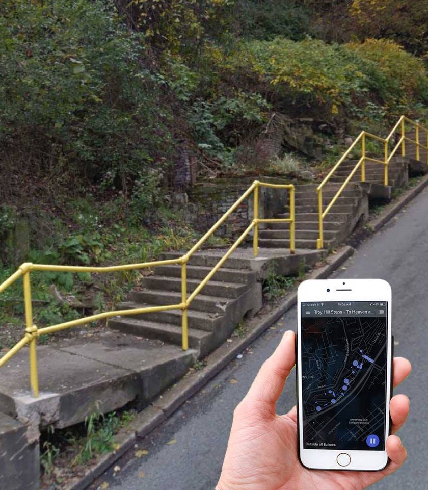 BikePGH's tweet photo. Walk the Rialto Street steps while listening to the stories and dreams of Troy Hill residents this weekend. Use your smartphone to guide you through an immersive audio and light installation on Oct 10th-12th!
Learn More:https://t.co/Ts0HwrbBxJ #StepsWeTake https://t.co/Wb2ZJDGc9e