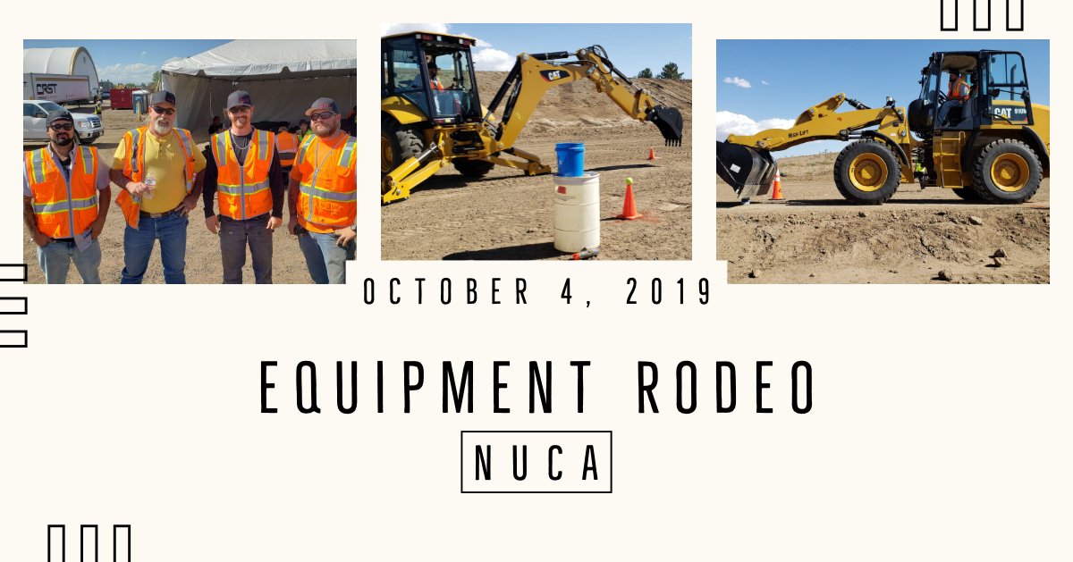 bt_construction's tweet photo. National Utility Contractors Association (#NUCA) of Colorado just had their 6th Annual Equipment Rodeo hosted at @wagnerequipment in Aurora, CO. Three @bt_construction representatives attended the event and got the chance to show off their operating skills! #EquipmentRodeo 🤠 https://t.co/pYNSJdJZm3