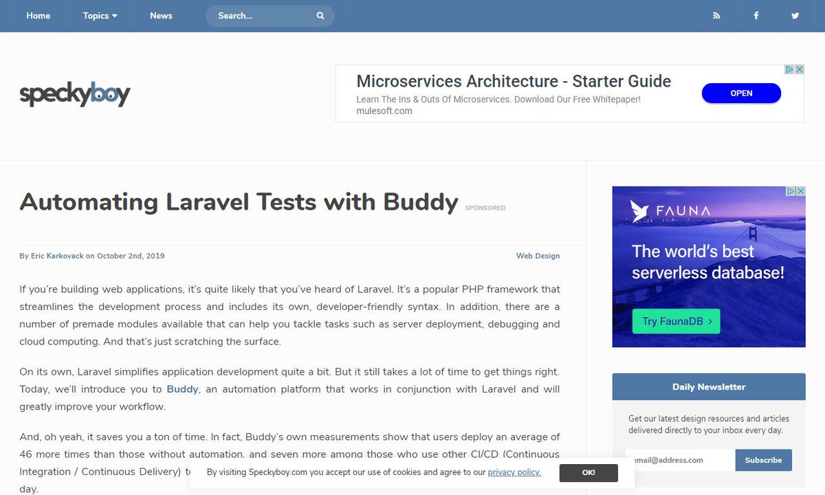 Devcide1's tweet image. Automating Laravel Tests with Buddy
#laravel #tasks #laravelapplication #buddy #minutes #development
via speckyboy.com
☛ amp.gs/A01x