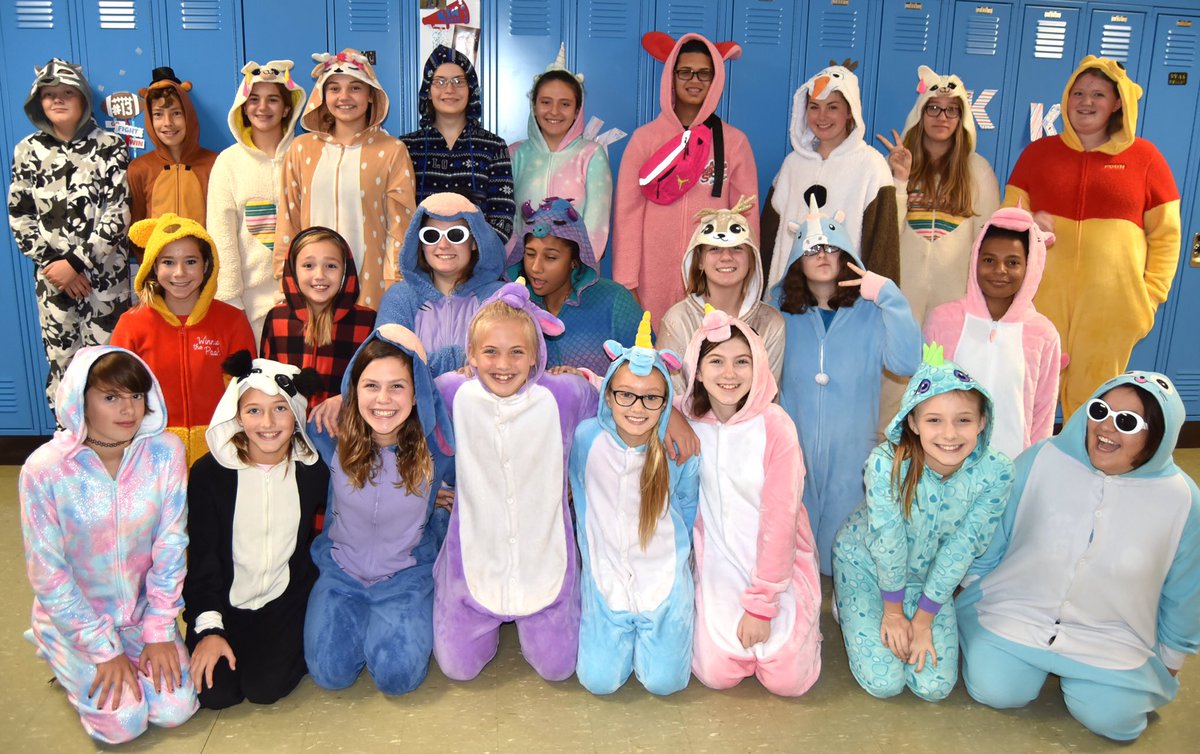A LOT of seventh graders were rocking their onesies on PJ Day today! #Homecoming2019