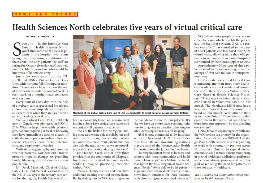 HSN_Sudbury's tweet photo. #DidYouKnow our Virtual Critical Care team provides lifesaving care to patients all across the #Northeast including the James Bay Coast? 

Félicitations à l’équipe des Soins critiques virtuels d’avoir obtenu cette reconnaissance! https://t.co/w4kzyN5EZJ