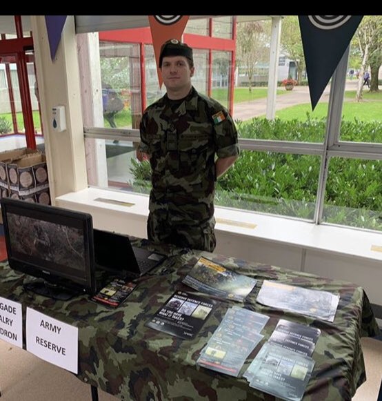 dfreserve's tweet photo. Recruitment to the Reserve Defence Forces now open. Details on https://t.co/LcZIoIRTPJ Army and Naval Service Reserve stand in Cork Institute of Technology. #parttimefullon https://t.co/5hOyCobifJ