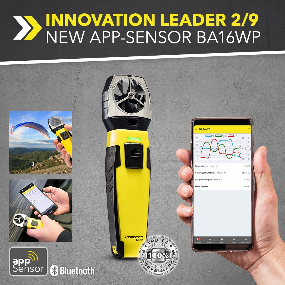 Trotec24_EN's tweet image. Makes your smartphone even smarter – vane anemometer with appSensor from Trotec #App #appSensors #measuringdevices #MultiMeasureMobile #Smartphone #Trotec trotec-blog.com/en/?p=9850