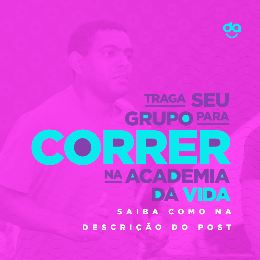 Você pode trazer seu grupo de amigos, empresas ou assessorias esportivas para correr na Academia da Vida! Entre em contato com a gente por inbox e solicite o agendamento da sua equipe.