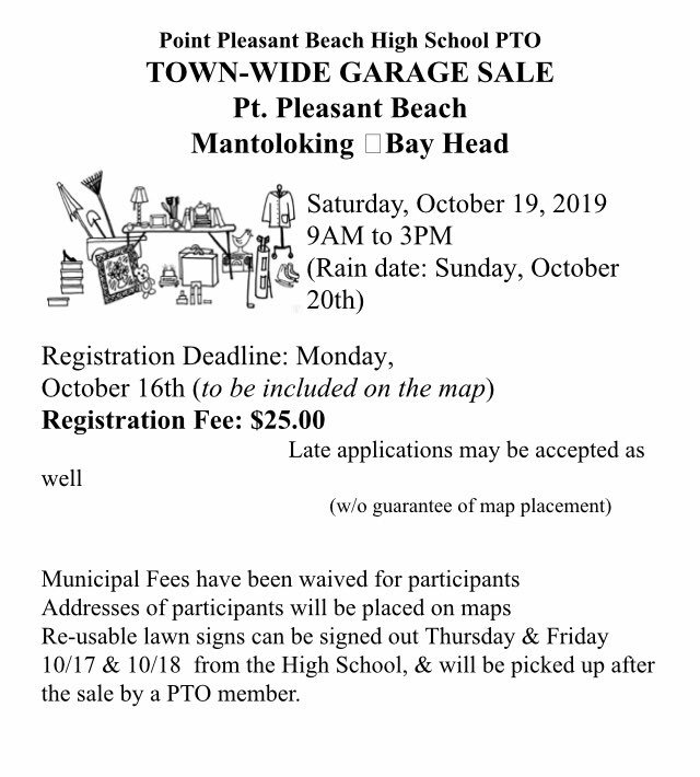 ptbeachhs_pto's tweet photo. Town Wide Garage Sale is on! Sign up and clean out for Fall! #weRBeach #pointbeach #bayhead #manto #mantoloking #garagesale #antiques #findinggold #hiddentreasures @ptbeachsuper @PtPleasantBchNJ @PointBeachHS @AthleticsBeach https://t.co/qLmPh9fXQE