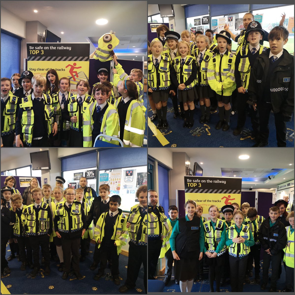 BTPCheshire's tweet photo. That's all folks! #CrucialCrew19 #Macclesfield has now finished. Over 700 year 6s have been given 🔑 safety messages over the last 6 school days
#StopLookListenLive 🛑👀👂♥️ at level crossings
#StandBehindTheYellowLine
@VirginTrains @RailwayChildren @RailSafetyWeek @networkrail https://t.co/n4oJwaLYni