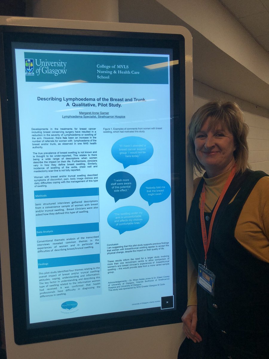 YBorthwick's tweet photo. Proud to present the results of the pilot study aiming for a description of breast oedema. Many thanks to all the patients for sharing their stories #BLSconf2019 @UofGLymphoedema @edstrathcarron https://t.co/9ravXwuEGJ