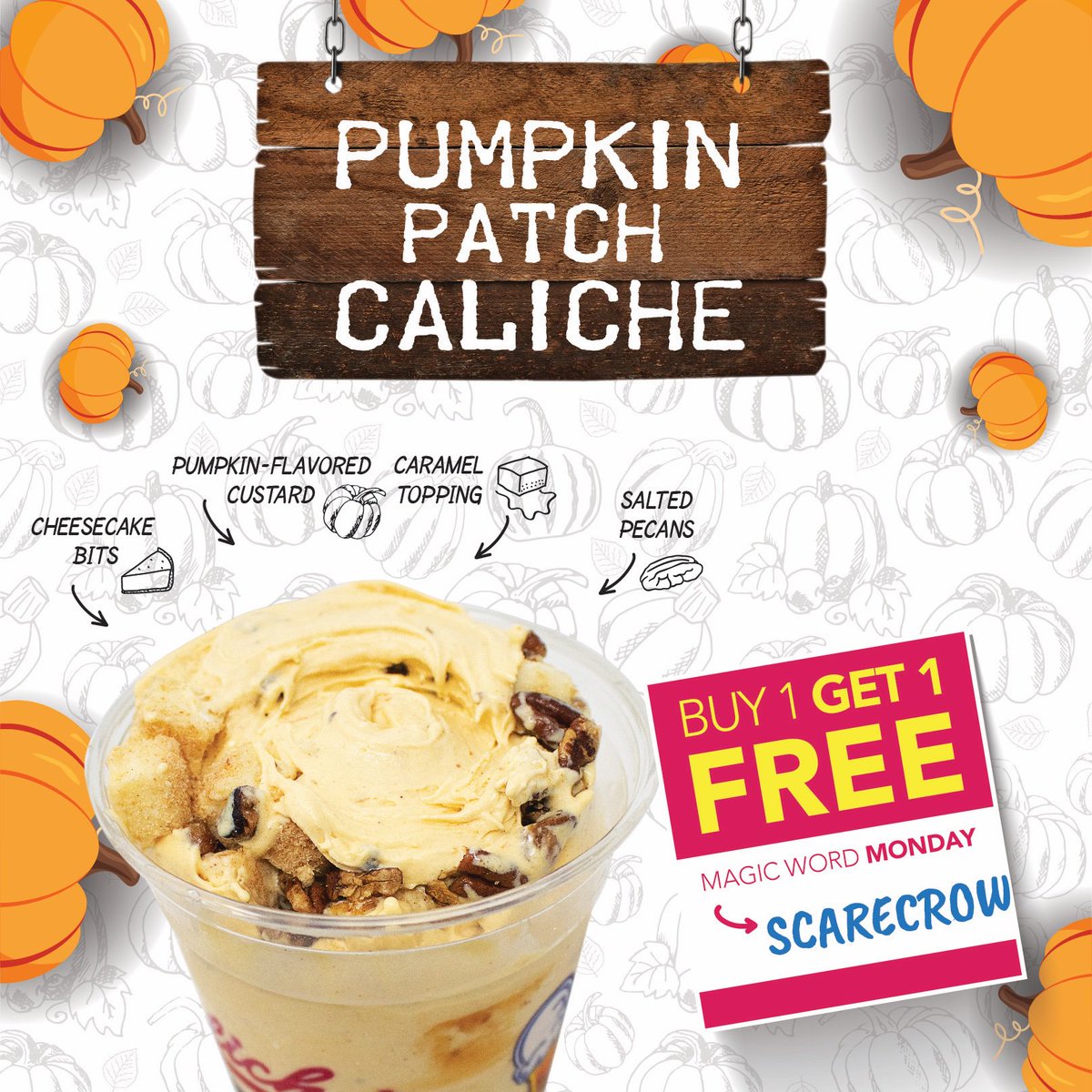 Caliches's tweet photo. MAGIC WORD MONDAY Is Back!!!
Buy One Get One Free when you say the word SCARECROW at the window!!! Today Only!
.
.
.
#Monthlyspecial #MagicWordMonday #Caliches #Lascruces #alamogordo #newmexico #freshfunandfriendlysince1996 https://t.co/efmAgzYLnJ