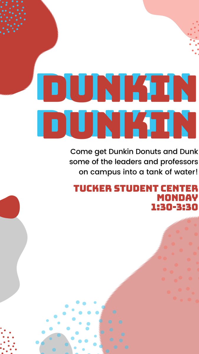 gwusga's tweet photo. Come by our Dunkin Dunkin event today to see @GardnerWebbpres dunk @shelbymputnam while we eat some 🍩 🍩 🍩 https://t.co/rPe5QbiljA
