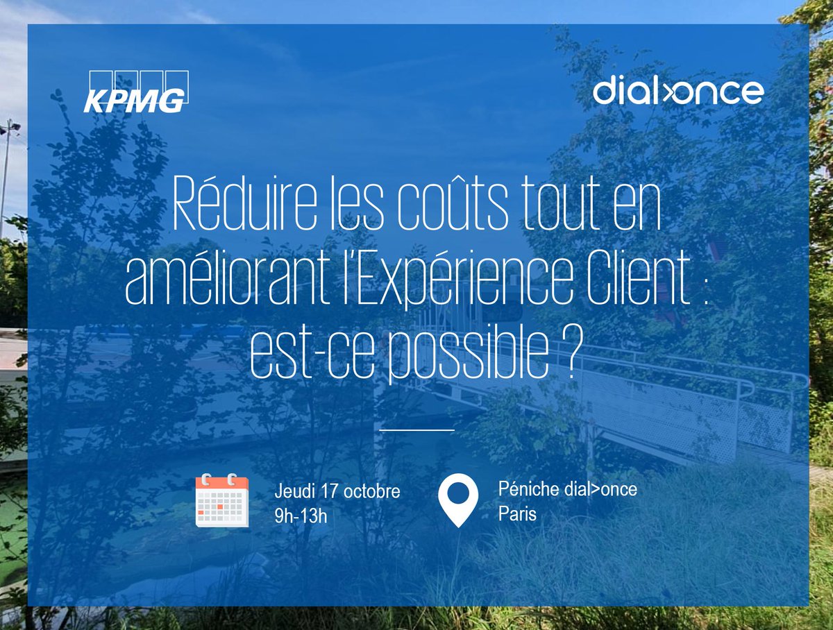 KPMG_France's tweet photo. 🗓️Le 17/10, nous nous associons à @DialOnce pour vous proposer une matinée 100% dédiée à l’#ExpérienceClient. Au programme, réflexions sur l’avenir de la #RelationClient et use cases pour améliorer son efficacité dans les secteurs #Banque et #Assurance.
➡️ https://t.co/fHw6MSqeEK https://t.co/VjrPAQClBD