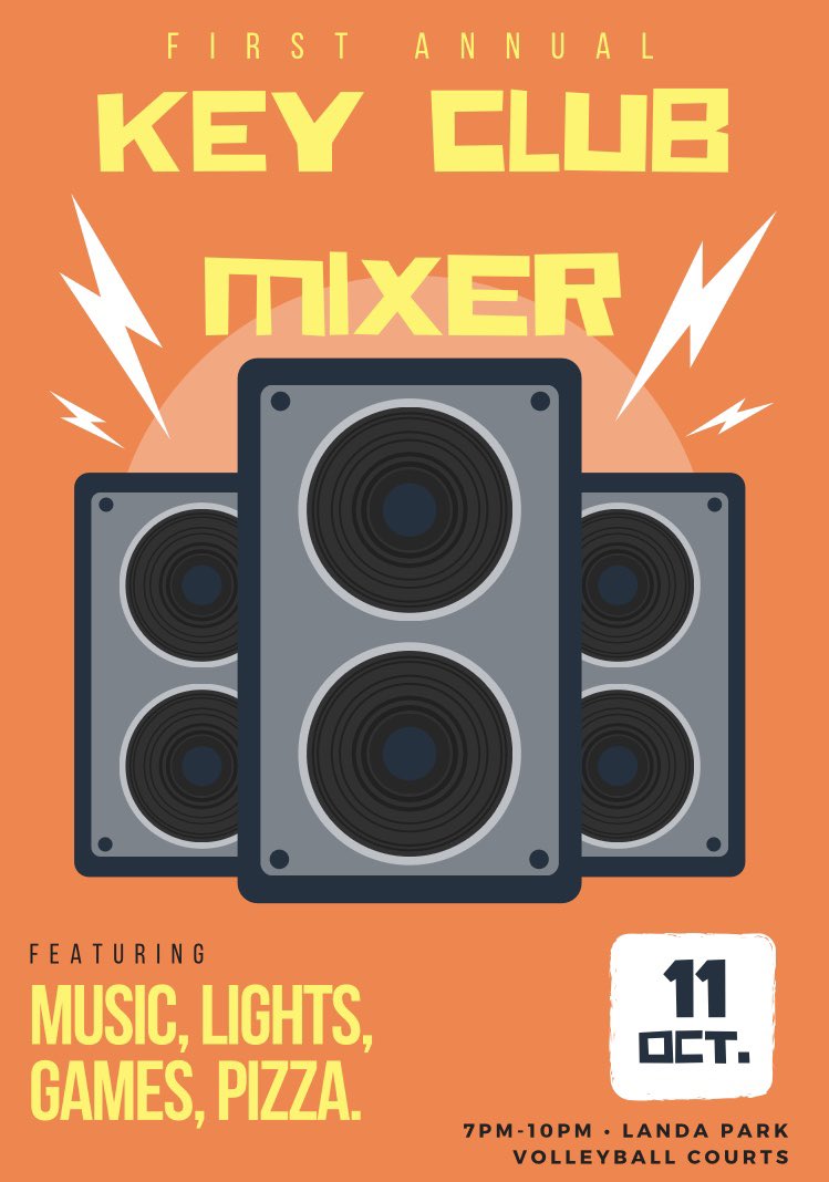 CANYON_KEYCLUB's tweet photo. YOU’RE INVITED!! Our first annual Key Club Mixer!! Get to know your fellow key clubers while playing some sand volleyball, eating pizza, and enjoying some good music. Landa park v-ball courts #1 &amp; #2 from 7pm-10pm THIS FRIDAY. Let’s grow this community :) https://t.co/jH1eg9H4NF