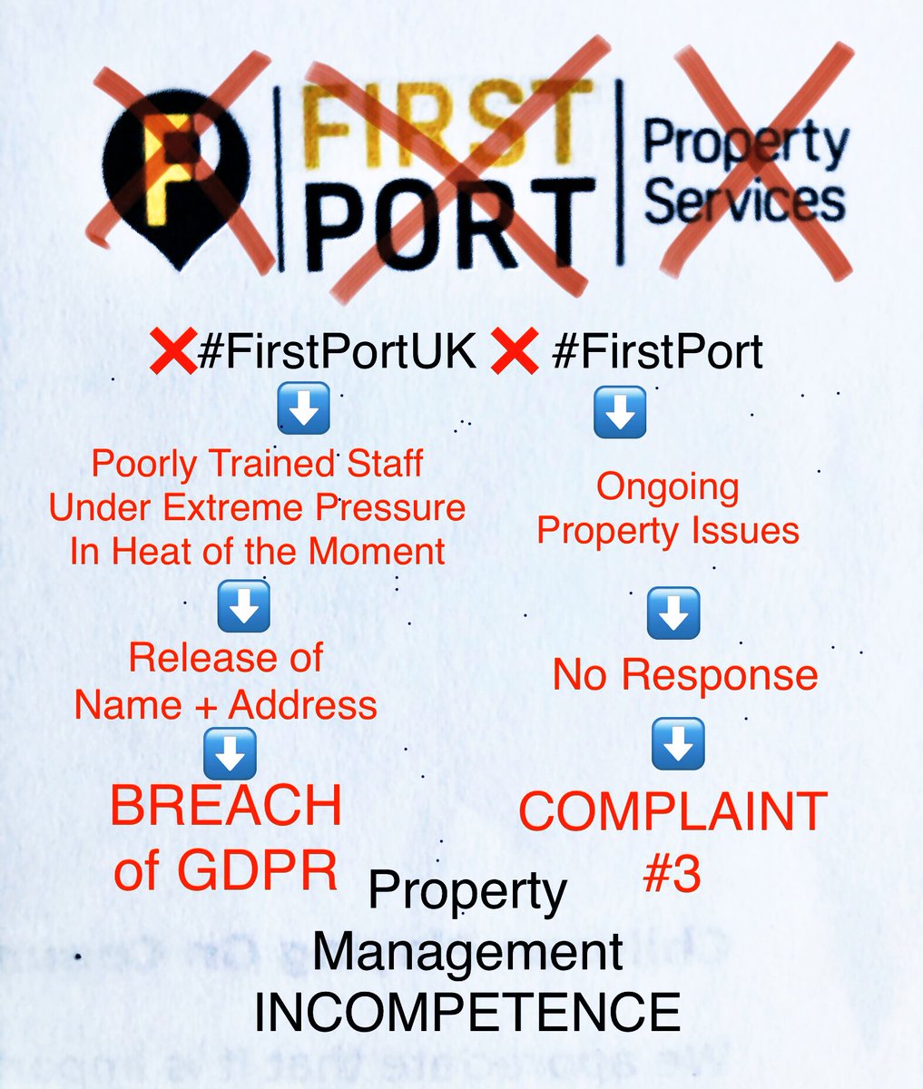 stayinformedAu's tweet photo. ❌ #FirstPortUK 
❌ #FirstPort
❌ #FirstPortPeople 

Mr R Howell Regional Manager 
#BREACH #GDPR #personaldata
#underextremepressure is
#NOEXCUSE 
#INCOMPETENCE

Complaint #3 ongoing for 8 weeks
#Poorcustomerservice  
#propertymanagement
#propertymaintenance

#BBCWatchDog @TheNeg https://t.co/qy4h2dbqWx