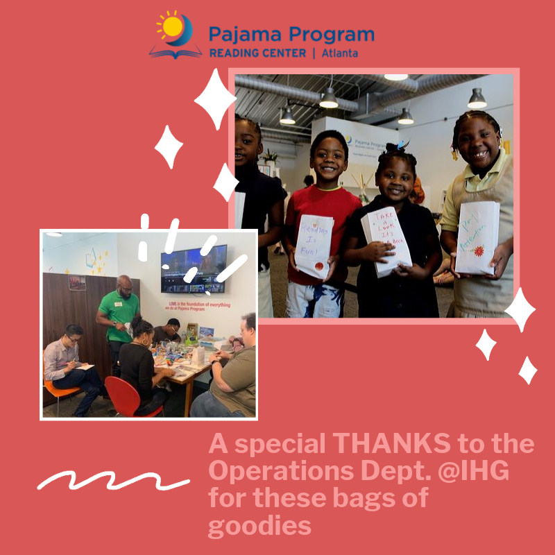 PJProgramAtl's tweet photo. A BIG THANK YOU to @IHG for providing these bags of delicious and nutritious snacks to our young Reading Center visitors. @IHGCorporate #volunteers #goodnightsaregooddays #pajamaprogram #experienceIHG https://t.co/ujXXVqLATZ