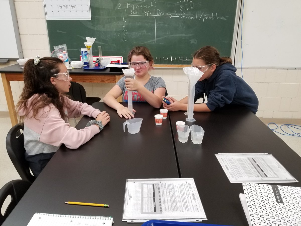 MrsATower's tweet image. Students are measuring permeability of various soil types.  They were shocked with several of their results.#twolves7pride