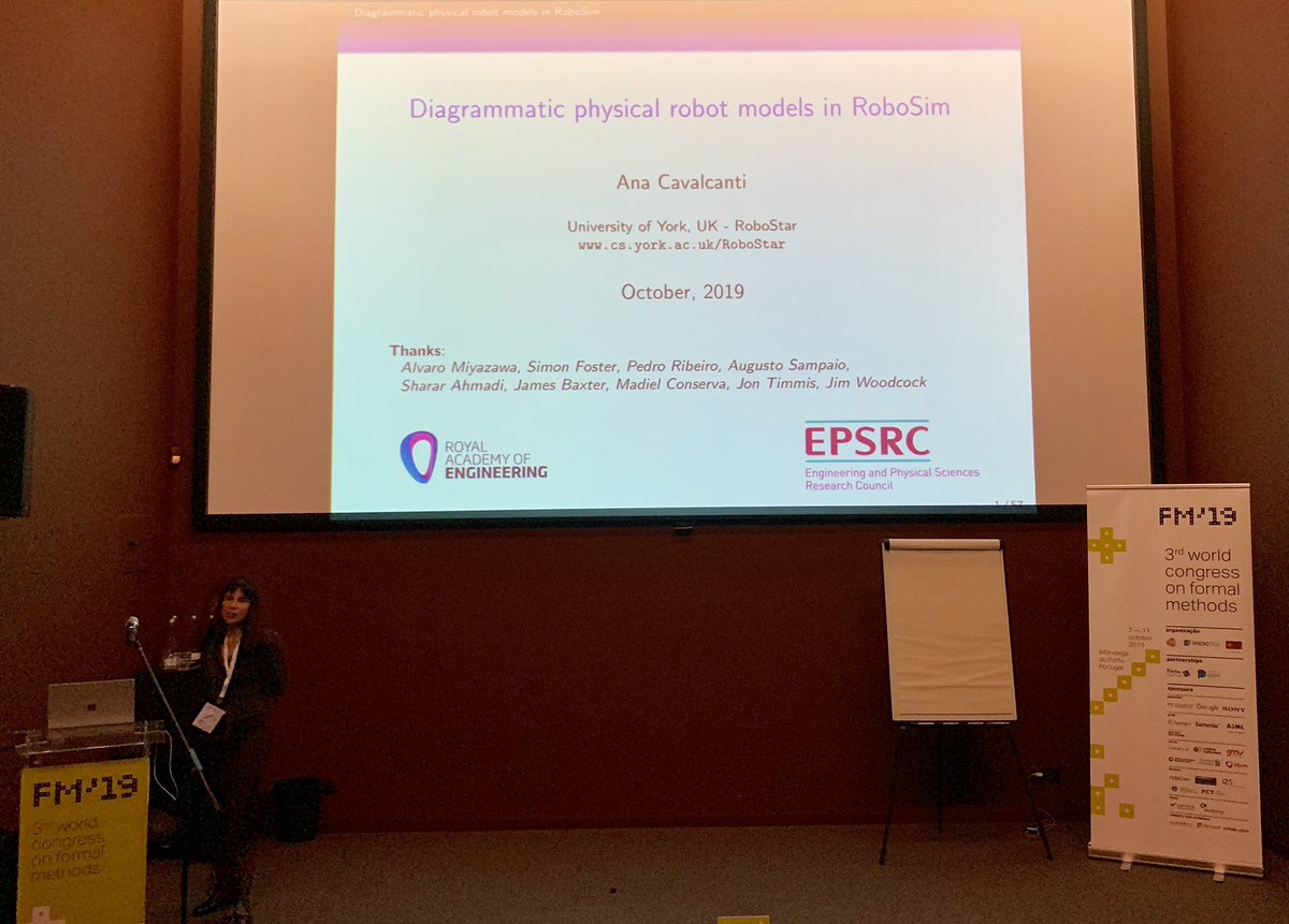 Data2ModelsBack's tweet image. Ana Cavalcanti’s #DataMod2019 keynote on “Diagrammatic physical robot models in #RoboSim” 
#RoboticSystems #DSL #FormalAnalysis #Simulation #StateMachines
@formalmethods19 @FormalMtds @UoY_CS #RoboStar