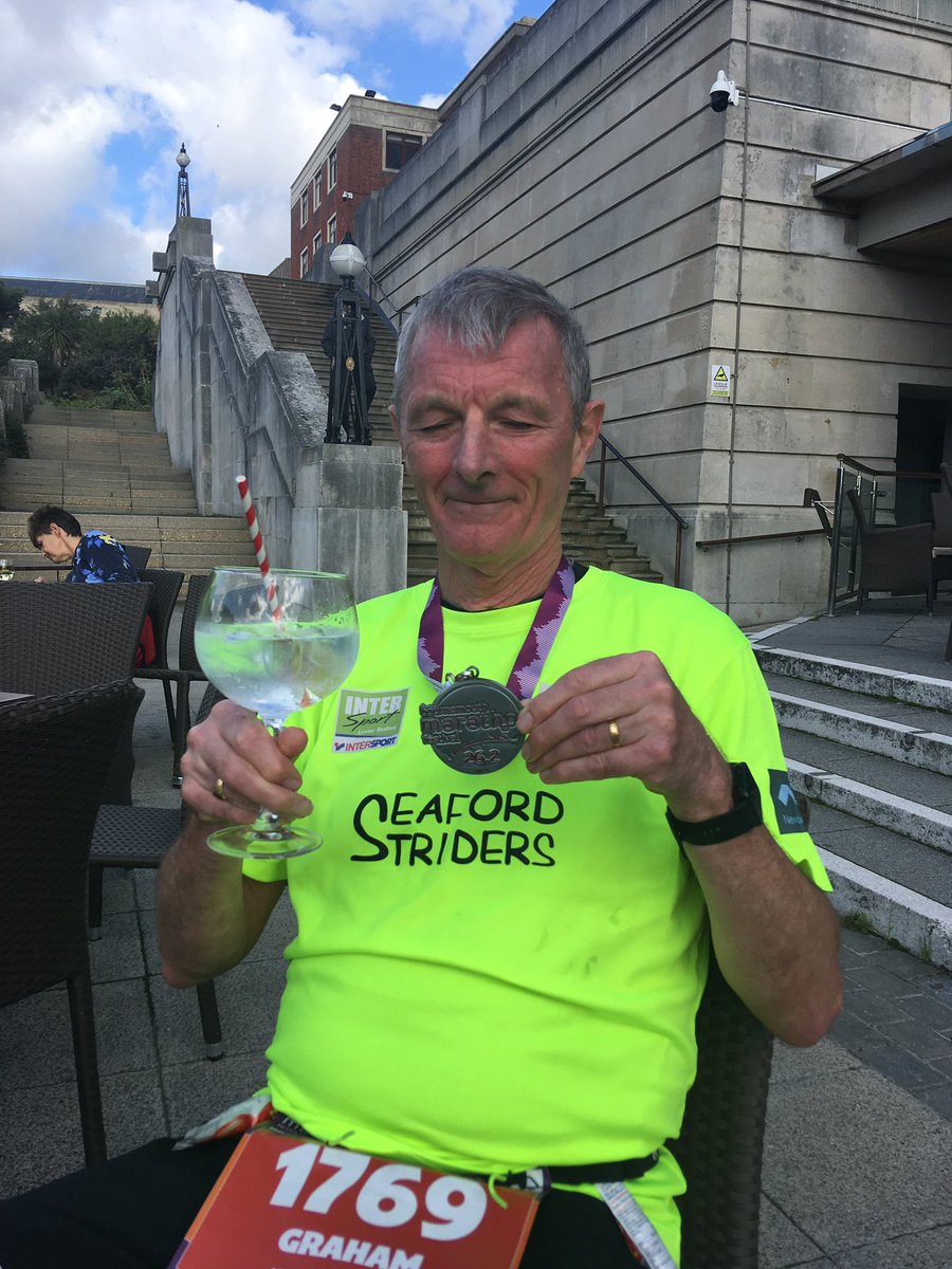 Graham2354's tweet photo. Post race G &amp; T, best recovery drink after running for 4 and a half hours. All for OneSight, worth every step. Thanks for all the support. @OneSightOrg https://t.co/4gmKzkDtWj