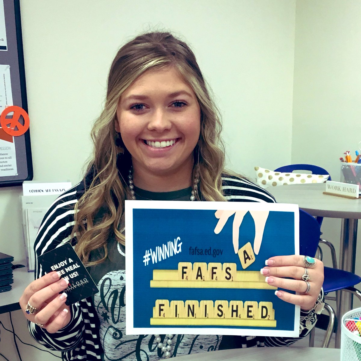 CounselorsatSHS's tweet photo. Number 8️⃣ has submitted her @FAFSA and her application, too!  We are EXCITED 🎉🎊🎉 to celebrate her success! Great job Hope! https://t.co/jzaAwjba6T